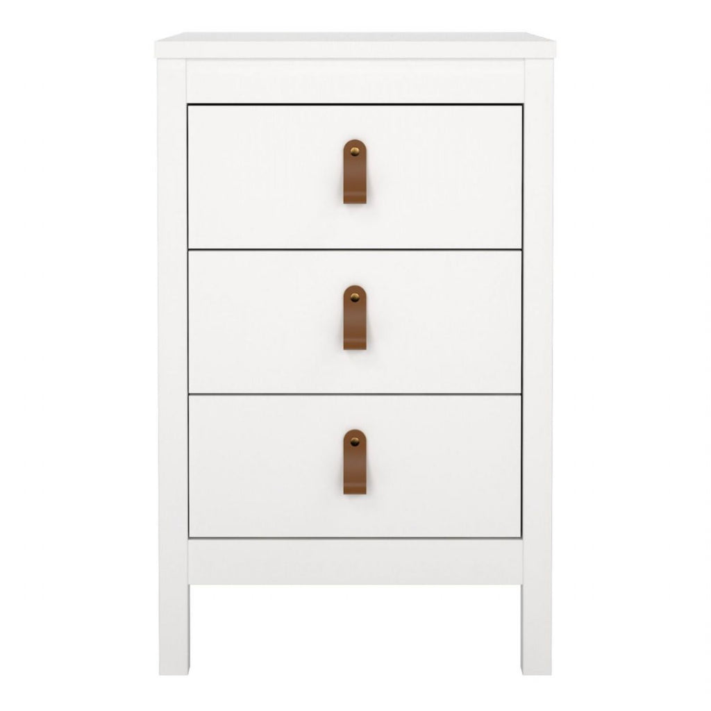 Barcelona Bedside Table 3 Drawers in White