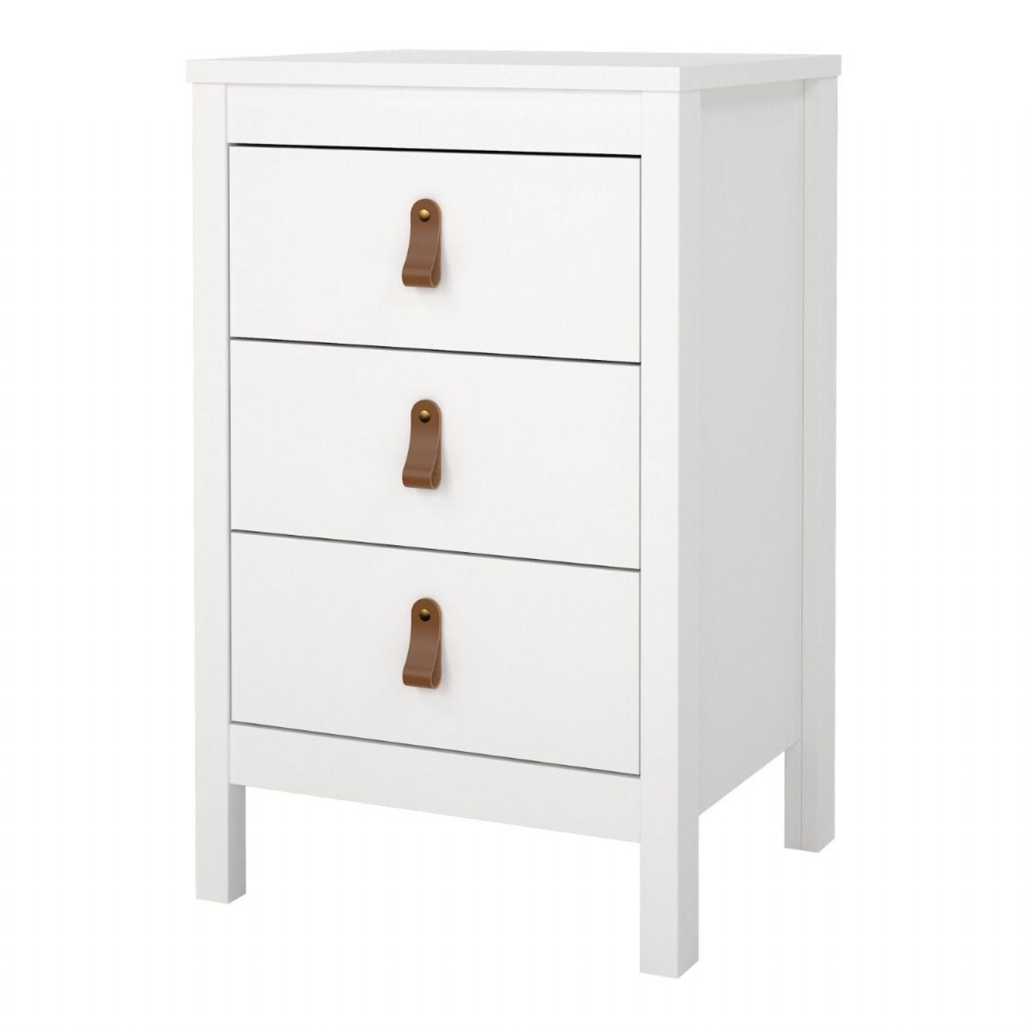 Barcelona Bedside Table 3 Drawers in White