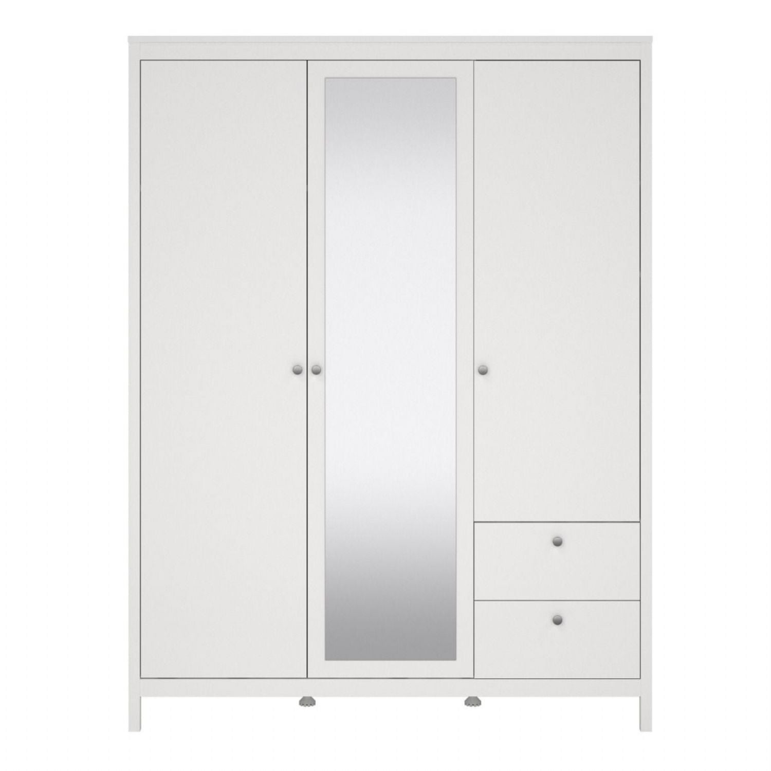 Madrid Wardrobe with 2 doors 1 mirror door + 2 drawers White