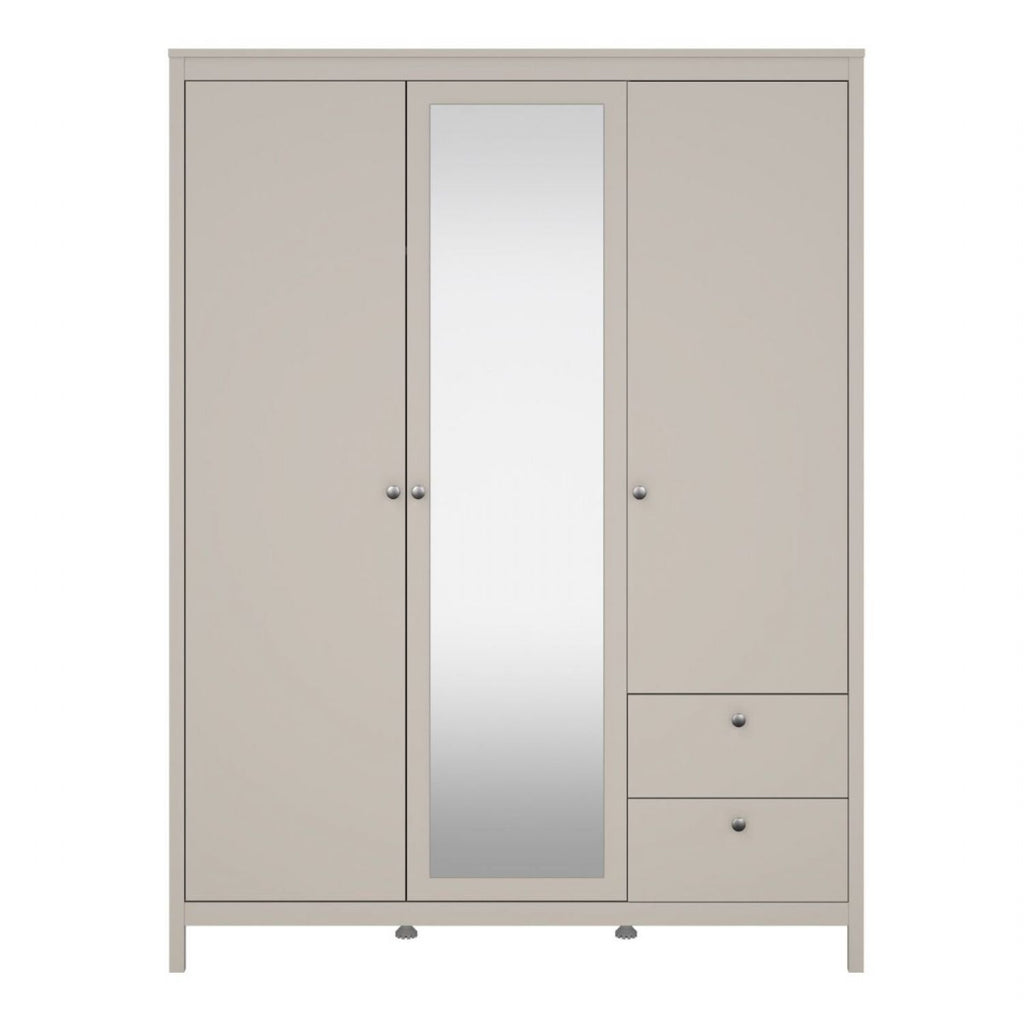Madrid Wardrobe with 2 Doors + 1 Mirror Door + 2 Drawers in Cashmere