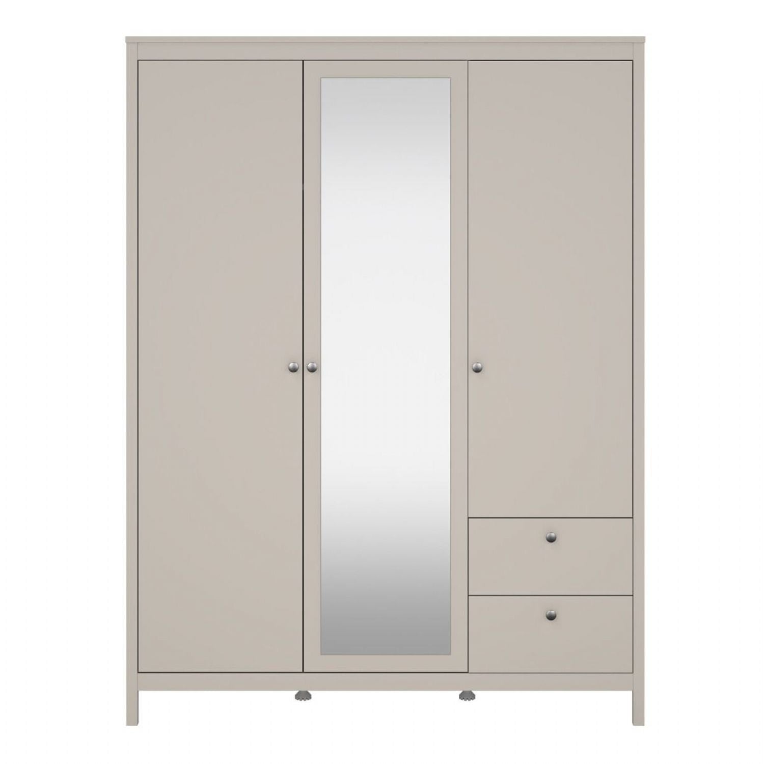 Madrid Wardrobe with 2 Doors + 1 Mirror Door + 2 Drawers in Cashmere