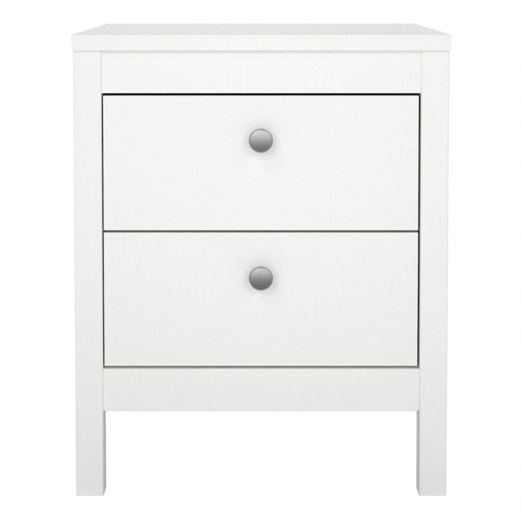 Bedside Table 2 drawers in White