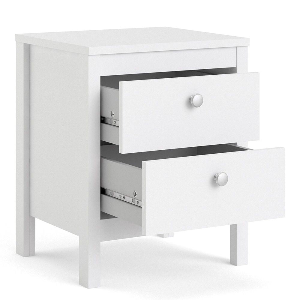 Bedside Table 2 drawers in White