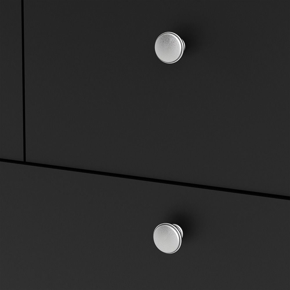 Matt Black 5 Drawer Chest Drawers Round Metal Knobs