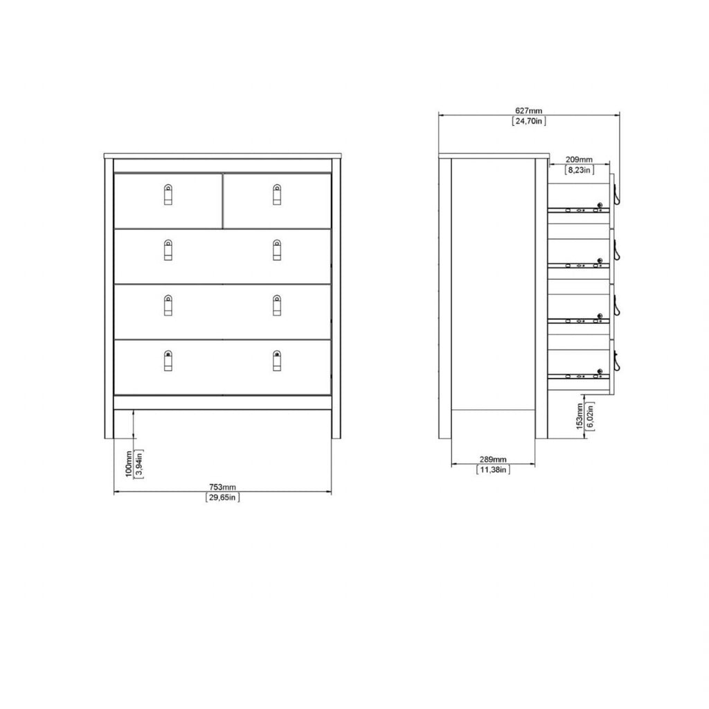 Madrid Chest 3+2 Drawers in Cashmere