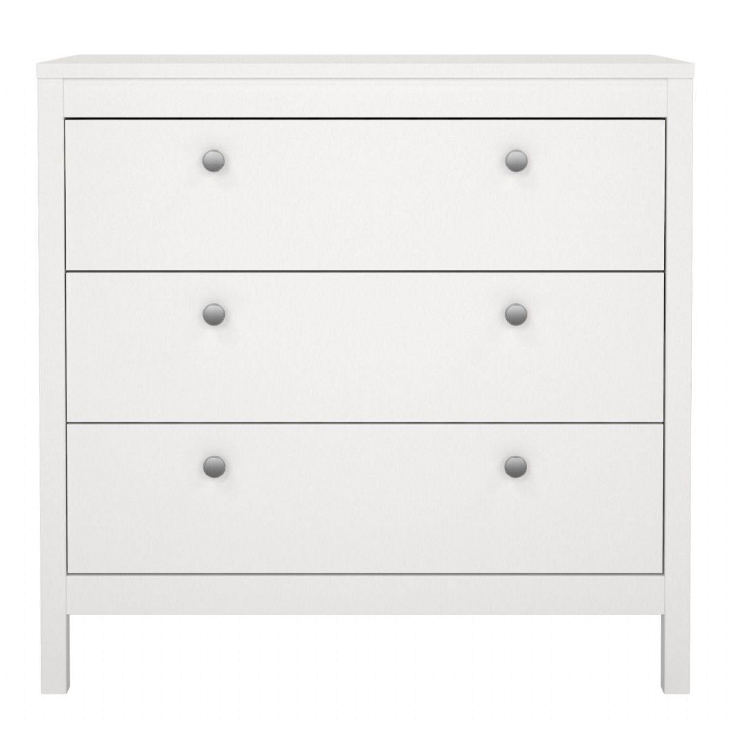 Modern Wide White 3 Drawer Chest