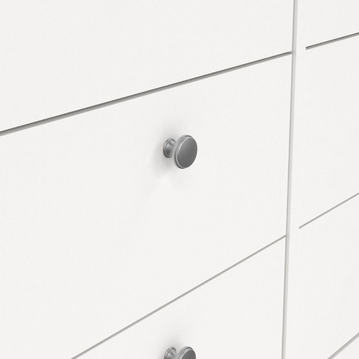 Wide White 8 Drawer Double Dresser With Metal Knobs 79.7x159.4x38.4cm