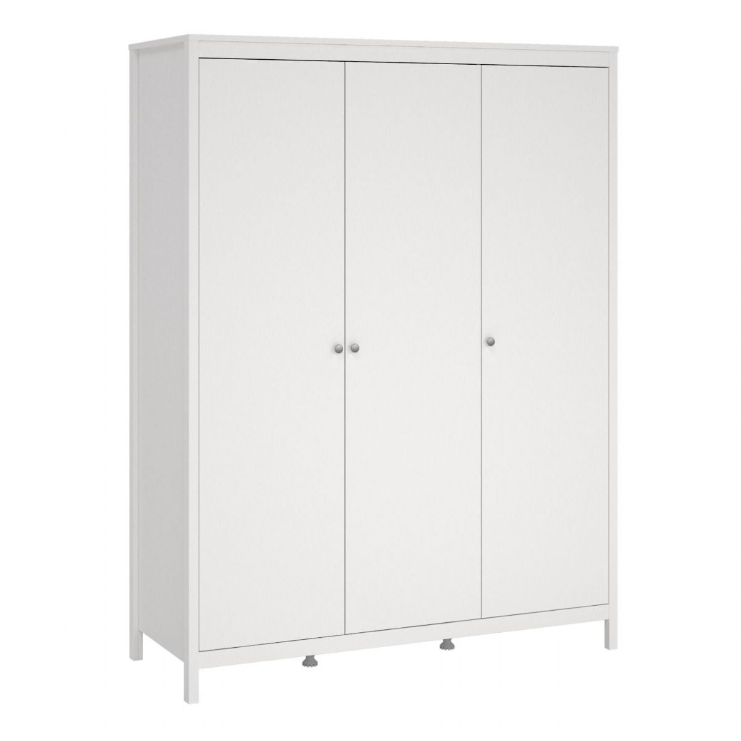 Large White 3 Door Triple Wardrobe 200cm Tall x 150cm Wide