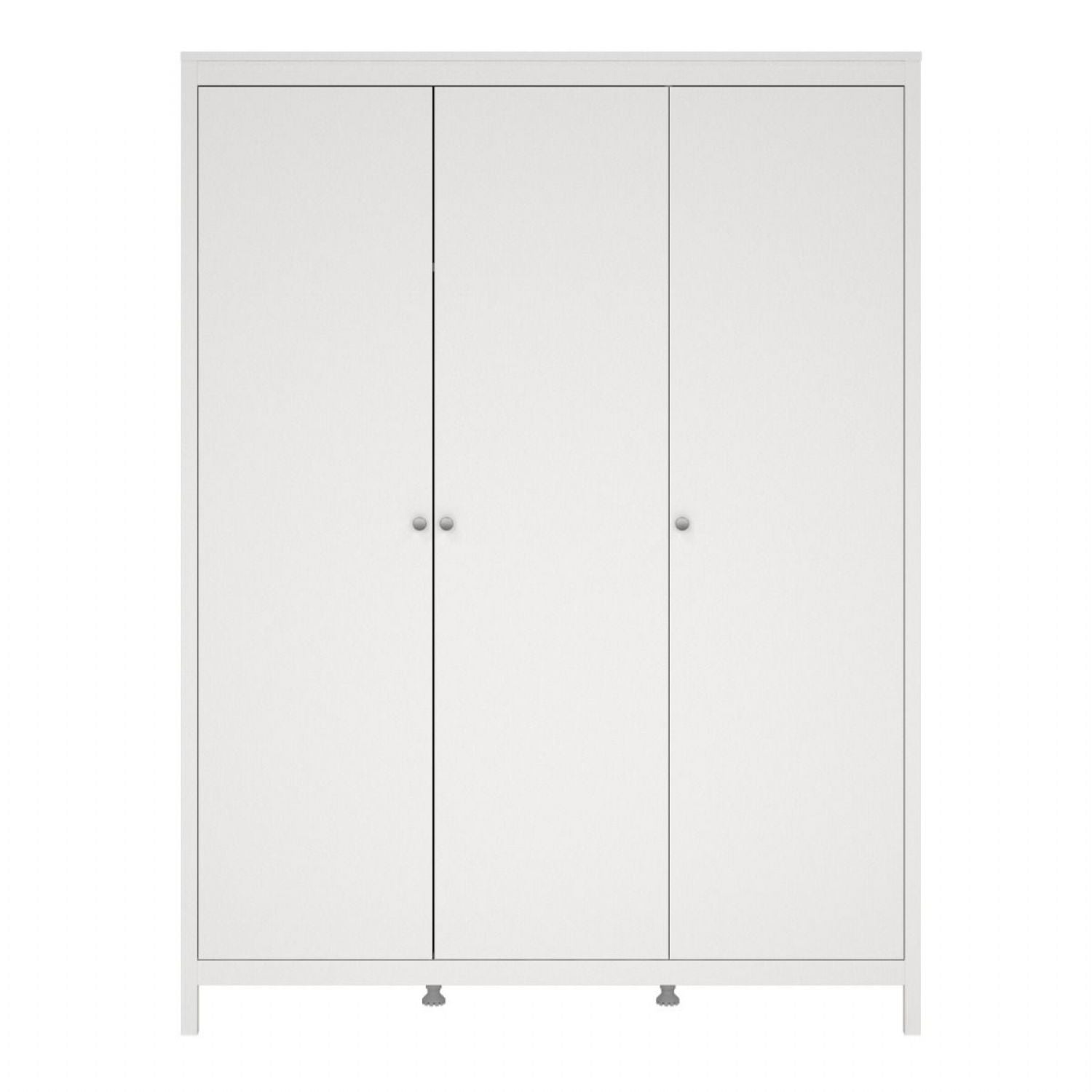 Large White 3 Door Triple Wardrobe 200cm Tall x 150cm Wide