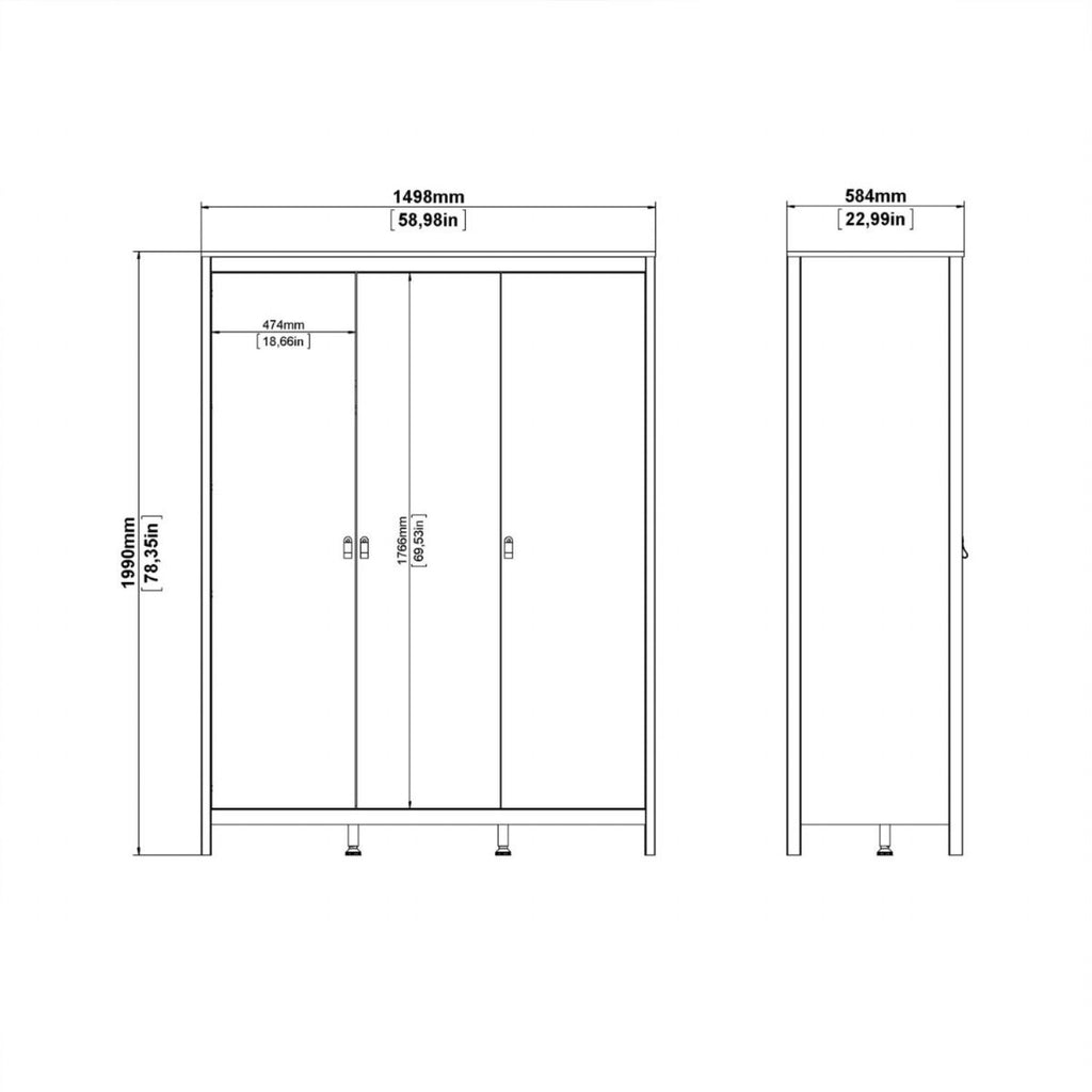 Madrid Wardrobe 3 Doors in Jackson Hickory Oak