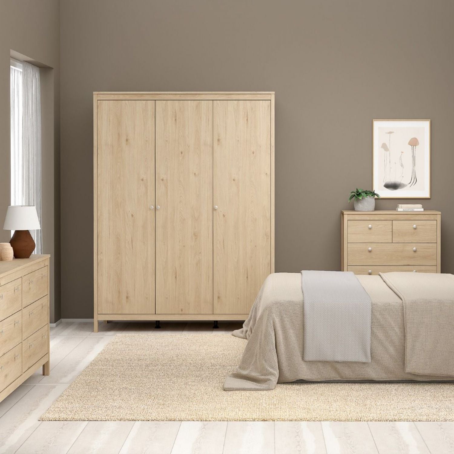 Madrid Wardrobe 3 Doors in Jackson Hickory Oak