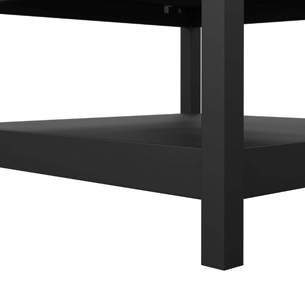 Modern Low Matt Black Open Shelf Coffee Table