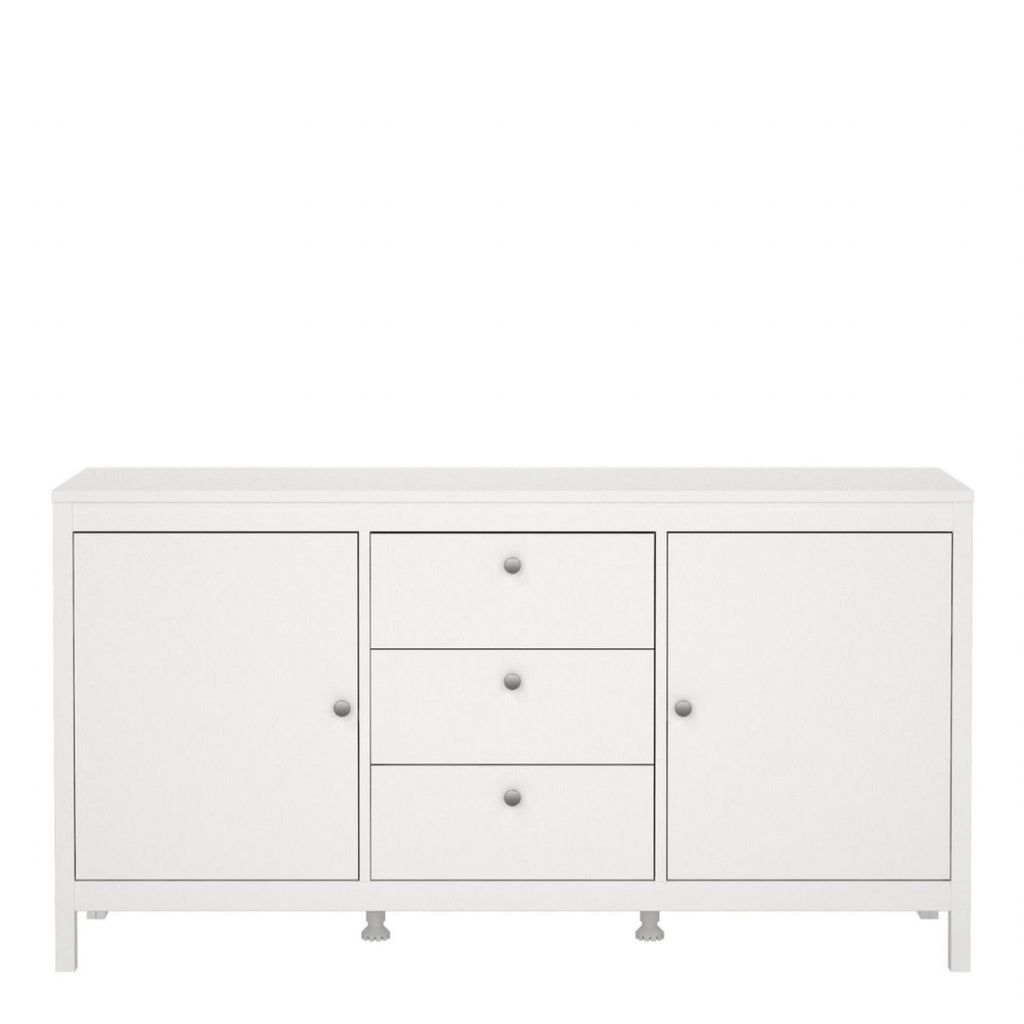 Modern Wide White 2 Door 3 Drawer Sideboard