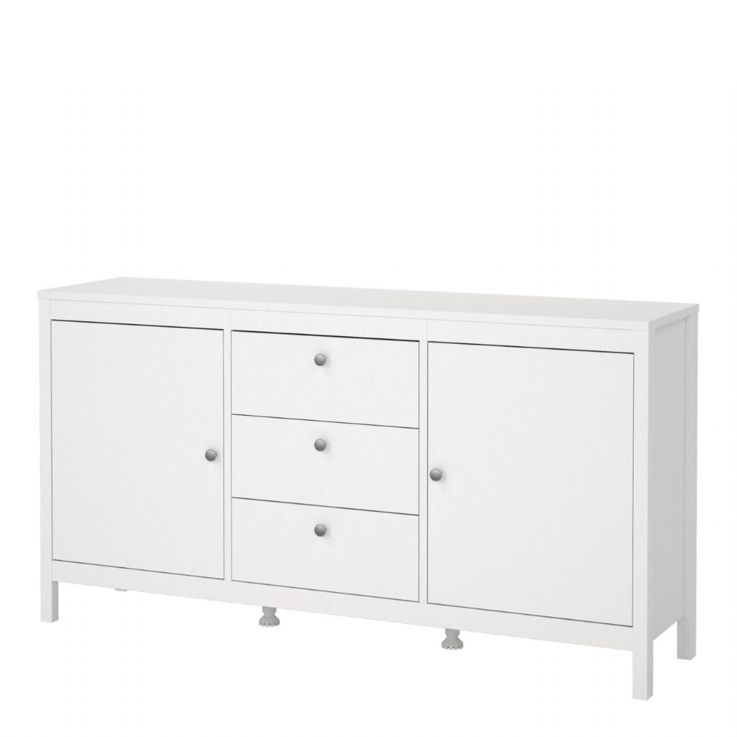 Modern Wide White 2 Door 3 Drawer Sideboard