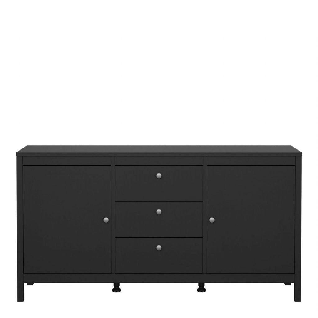 Matt Black 2 Door And 3 Drawer Sideboard