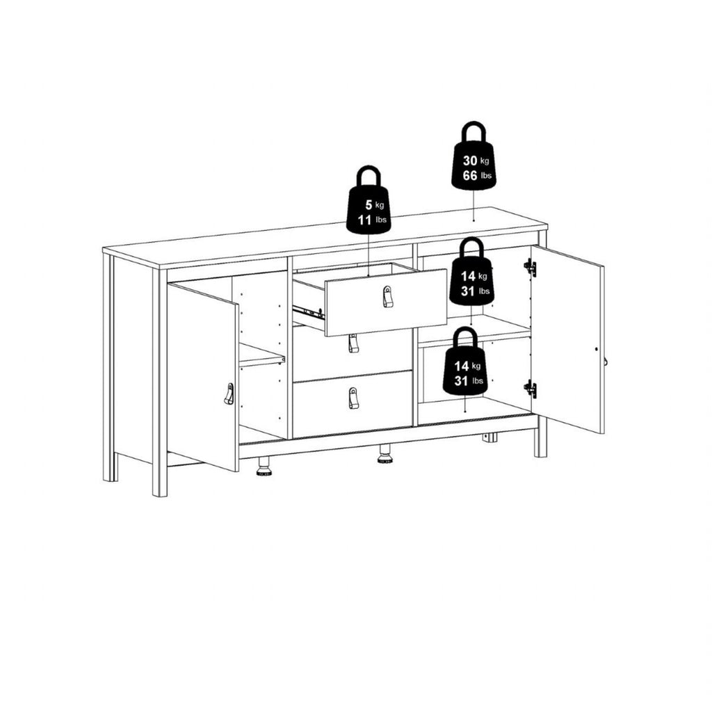 Madrid Sideboard 2 Doors 3 Drawers in Jackson Hickory Oak