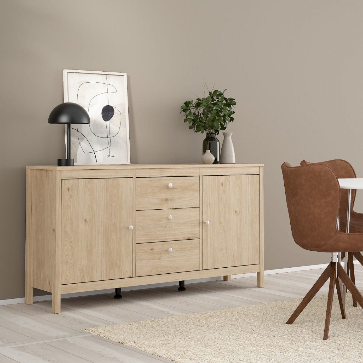 Madrid Sideboard 2 Doors 3 Drawers in Jackson Hickory Oak