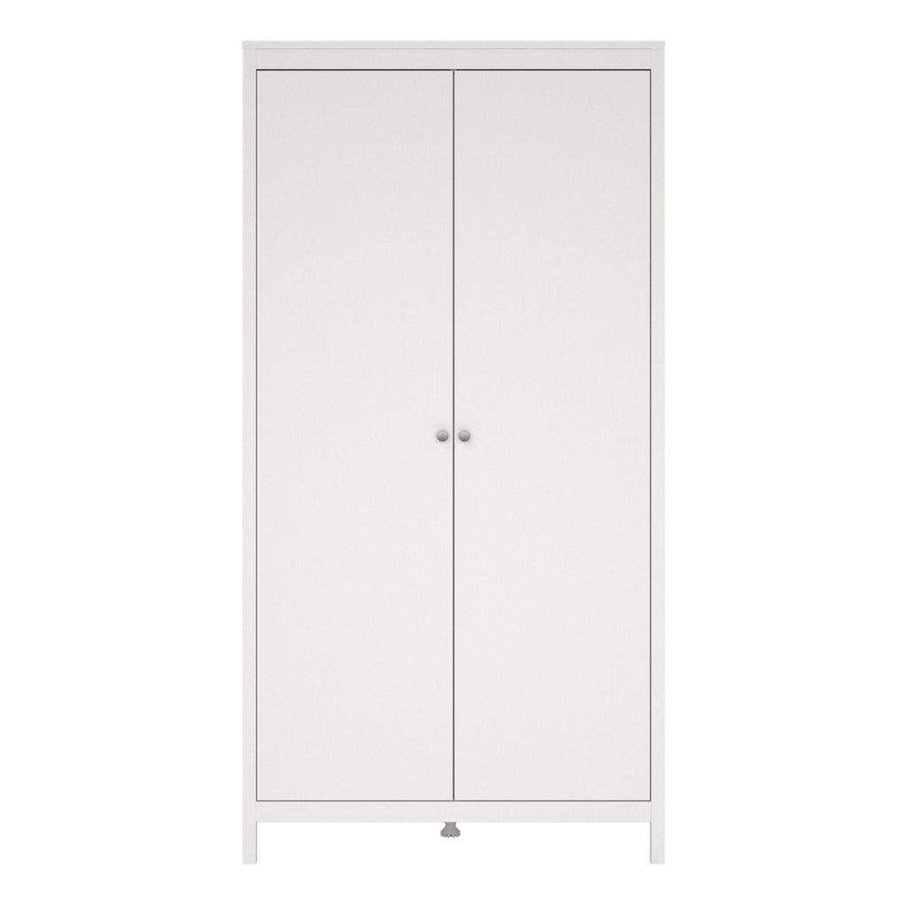 Large White 199cm Tall 2 Door Double Wardrobe Modern