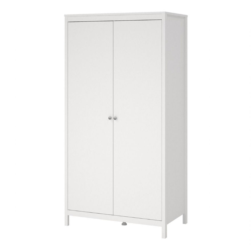 Large White 199cm Tall 2 Door Double Wardrobe Modern