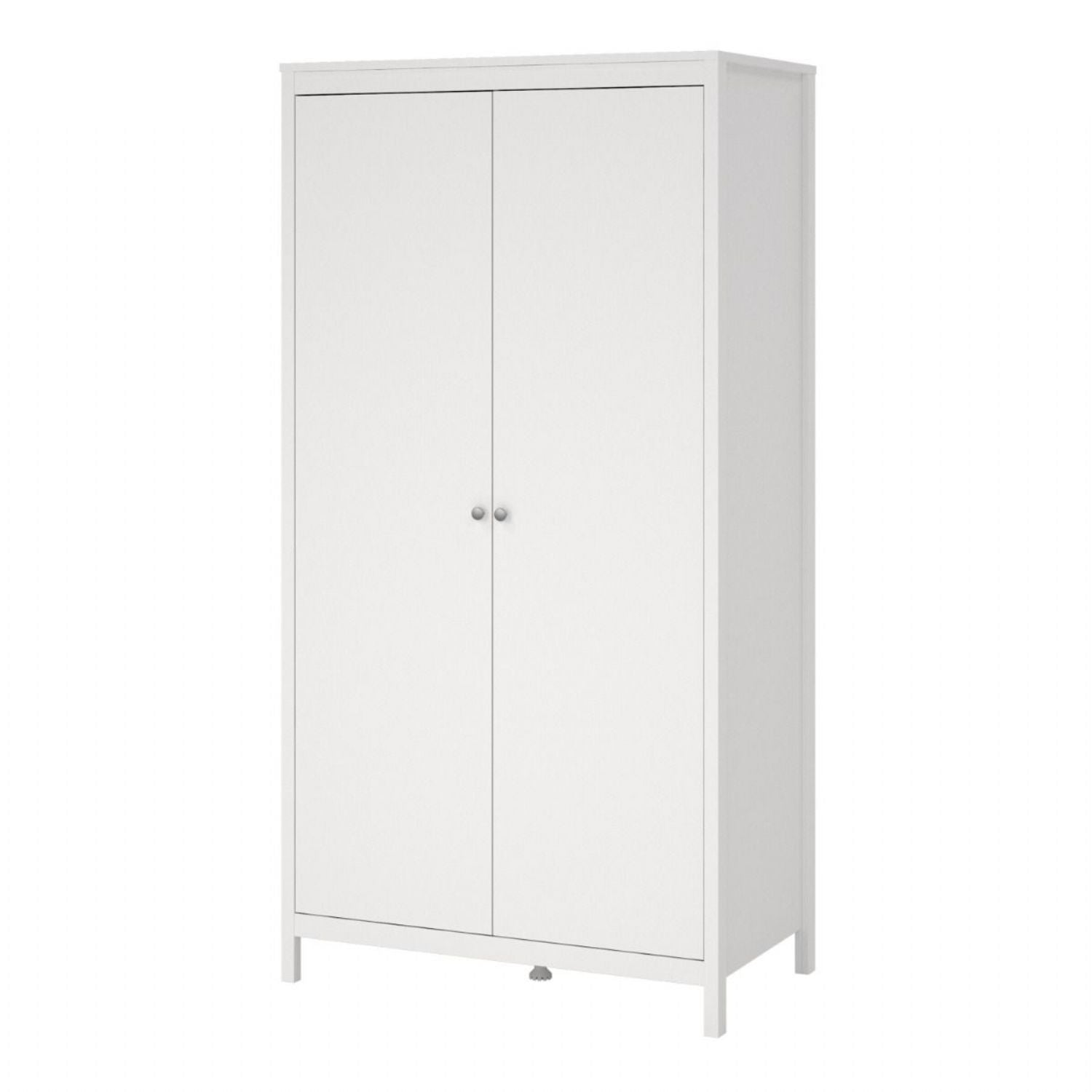 Large White 199cm Tall 2 Door Double Wardrobe Modern