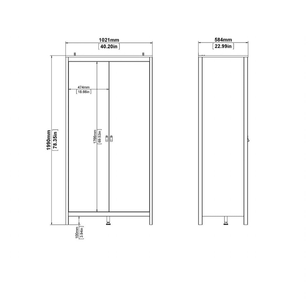 Madrid Wardrobe 2 Doors in Jackson Hickory Oak