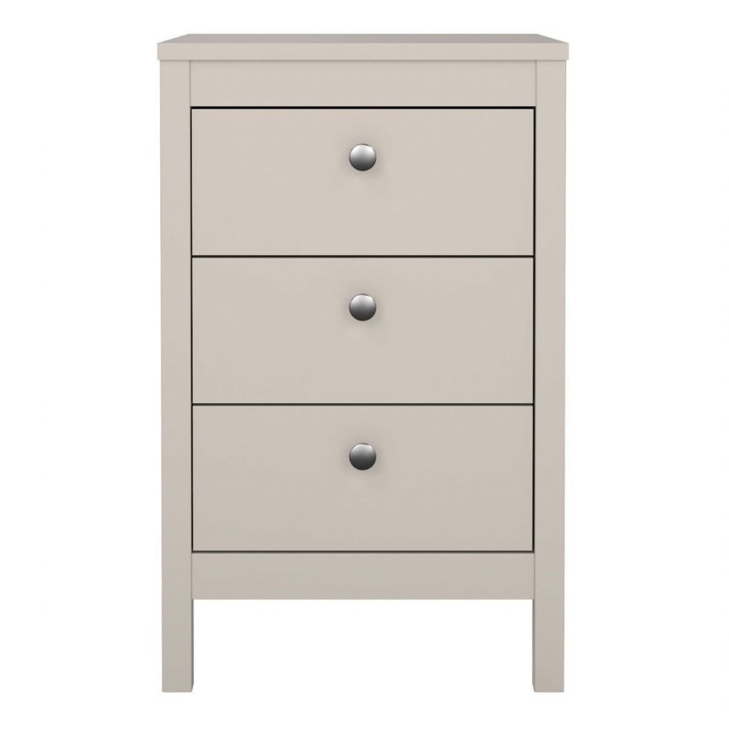 Madrid Bedside Table 3 Drawers in Cashmere