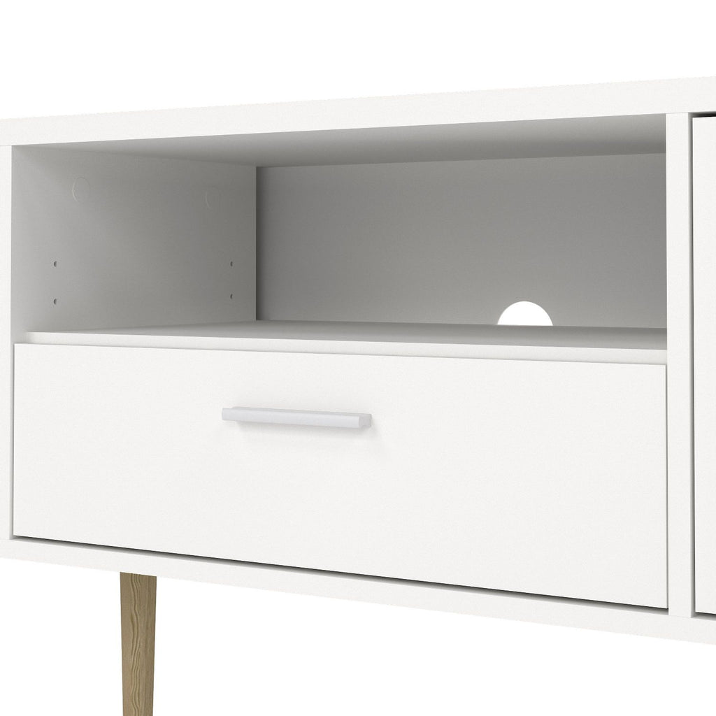Media TVUnit with 2 Doors + 1 Drawer in White