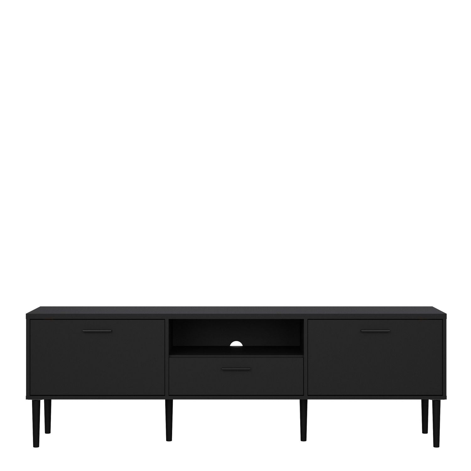 Media TVUnit with 2 Doors + 1 Drawer in Black