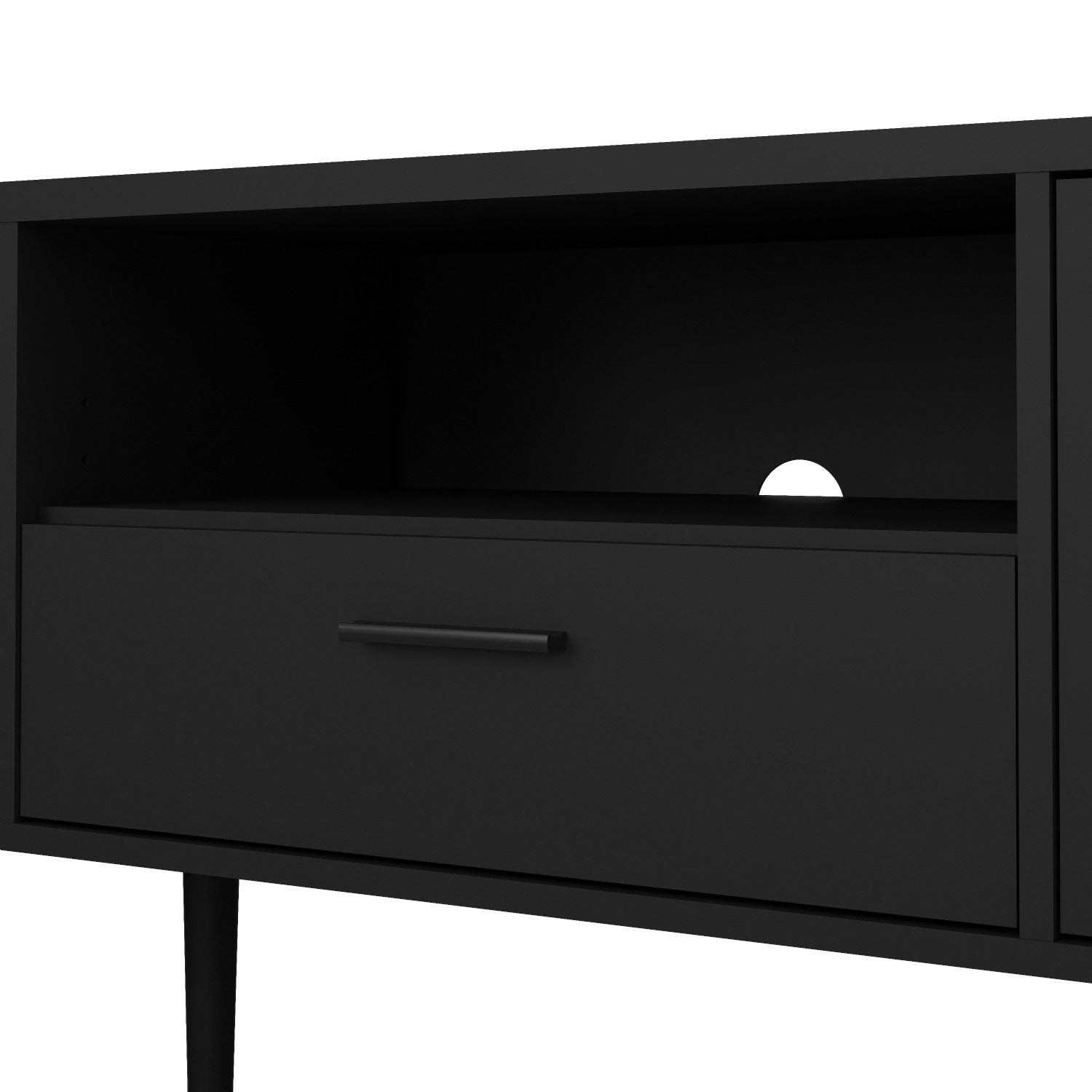 Media TVUnit with 2 Doors + 1 Drawer in Black
