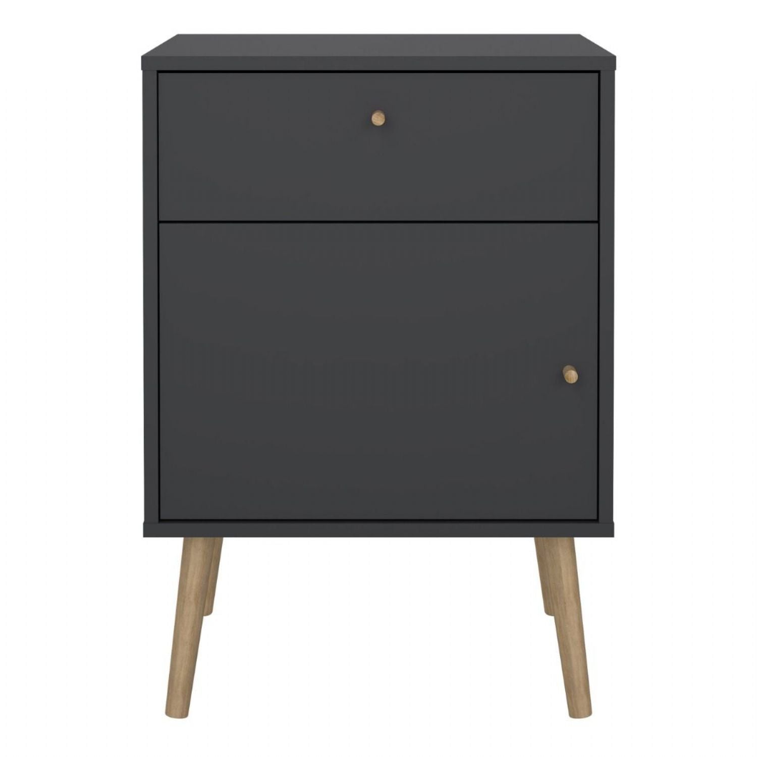 Cumbria Nightstand 1 Door + 1 Drawer Dark Grey