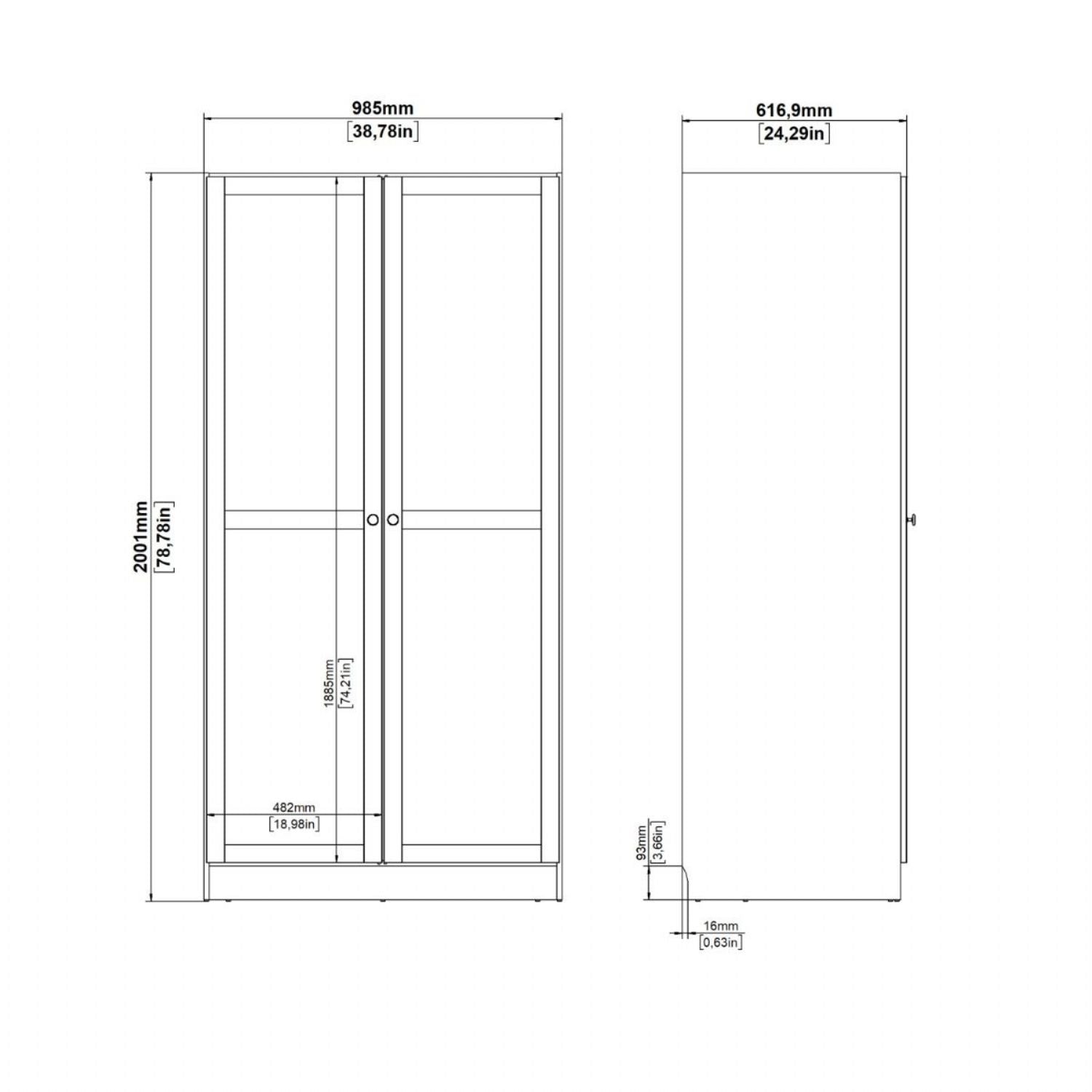 Brande Wardrobe with 2 Frame Doors in Jackson Hickory