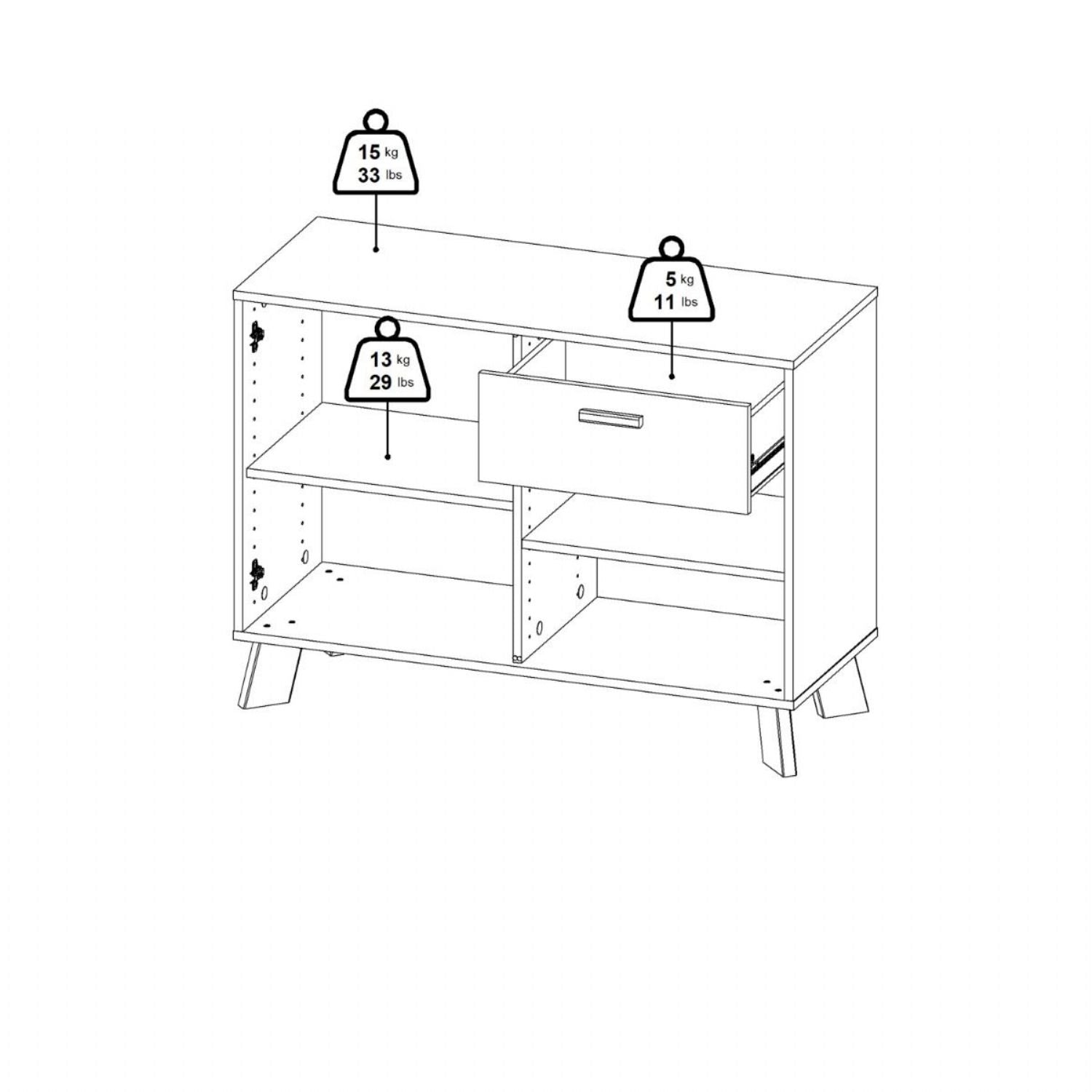 Ikast Sideboard 2 Doors + 1 Drawer in Jackson Hickory and White