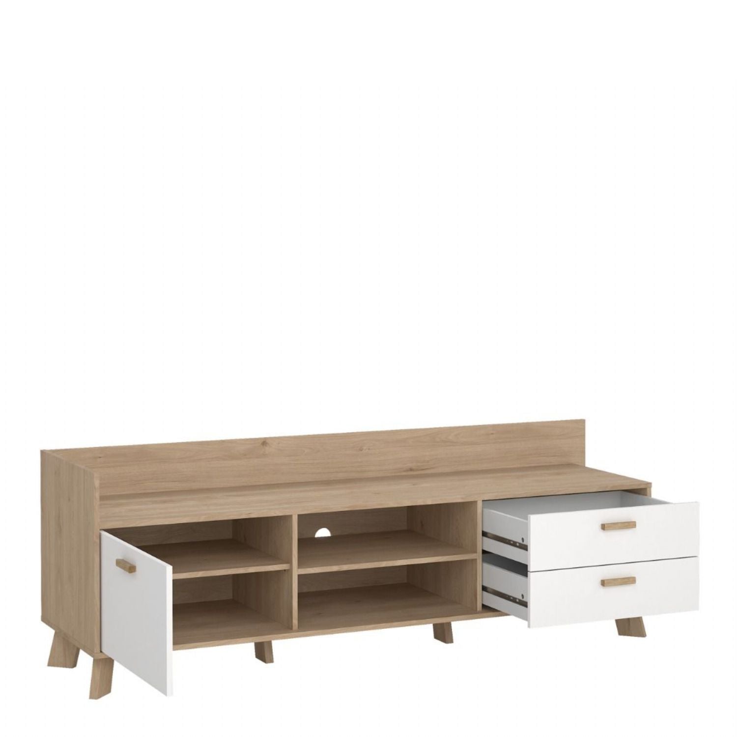 Ikast TVunit with 1 Door + 2 Drawers in Jackson Hickory and White