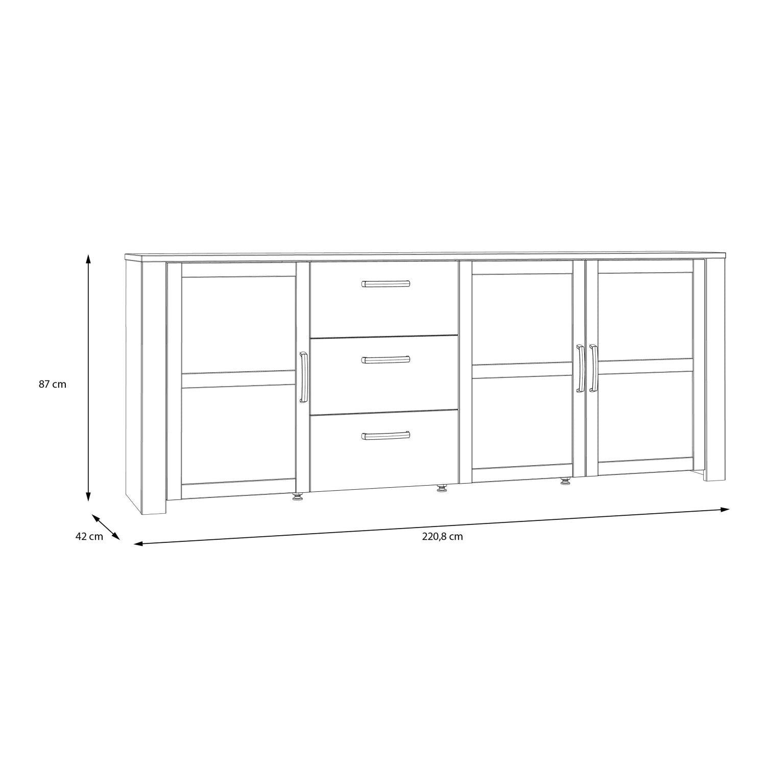 Bohol Large Sideboard in Riviera Oak Grey Oak