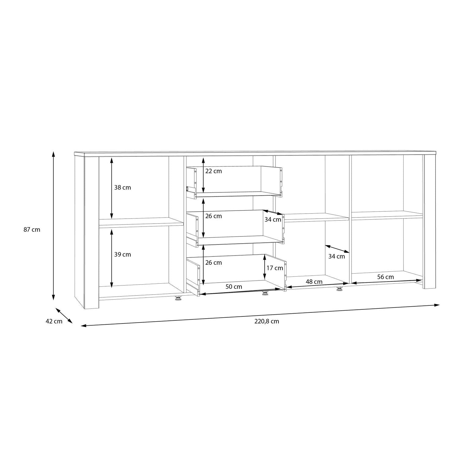 Bohol Large Sideboard in Riviera Oak Grey Oak