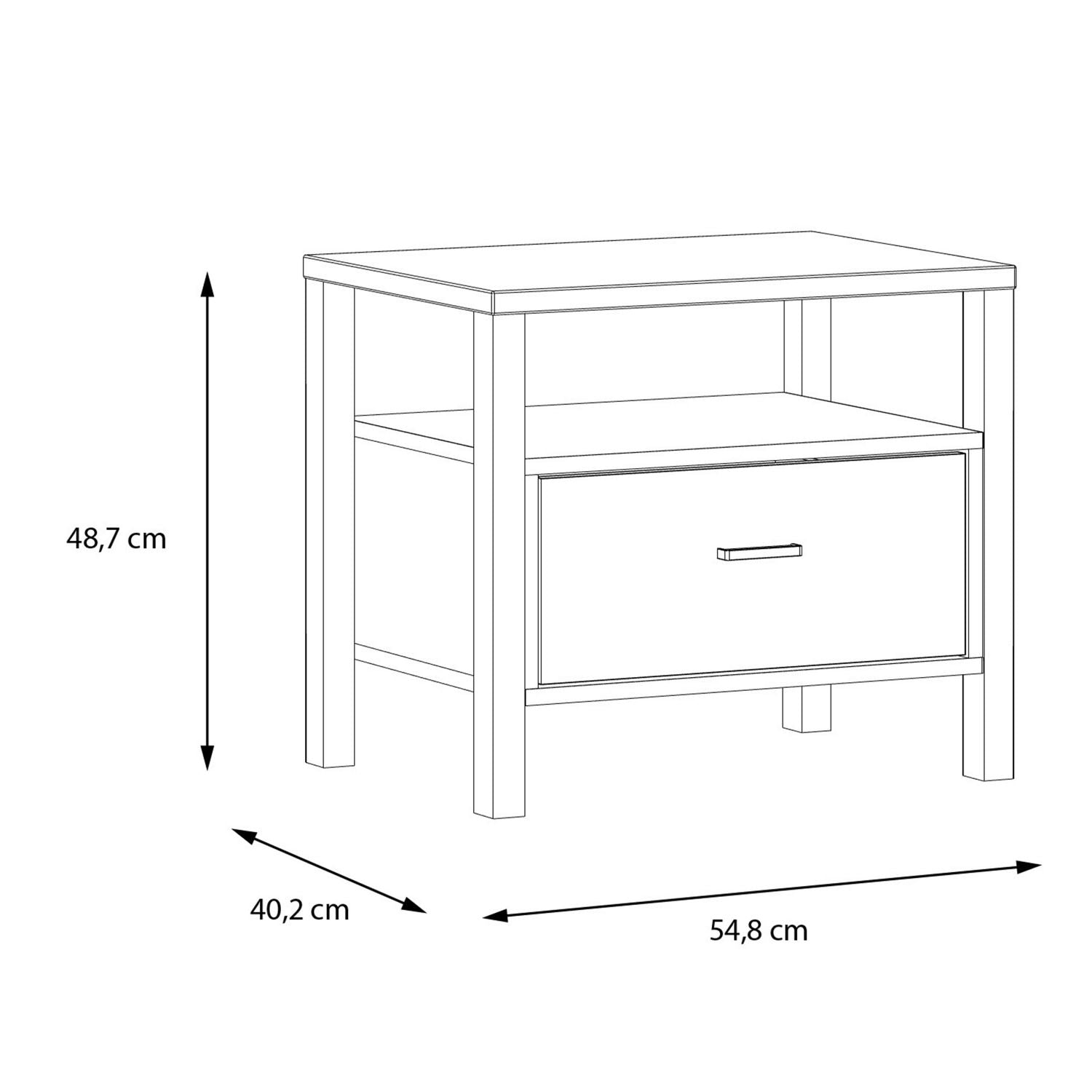 High Rock Bedside in Matt Black Riviera Oak