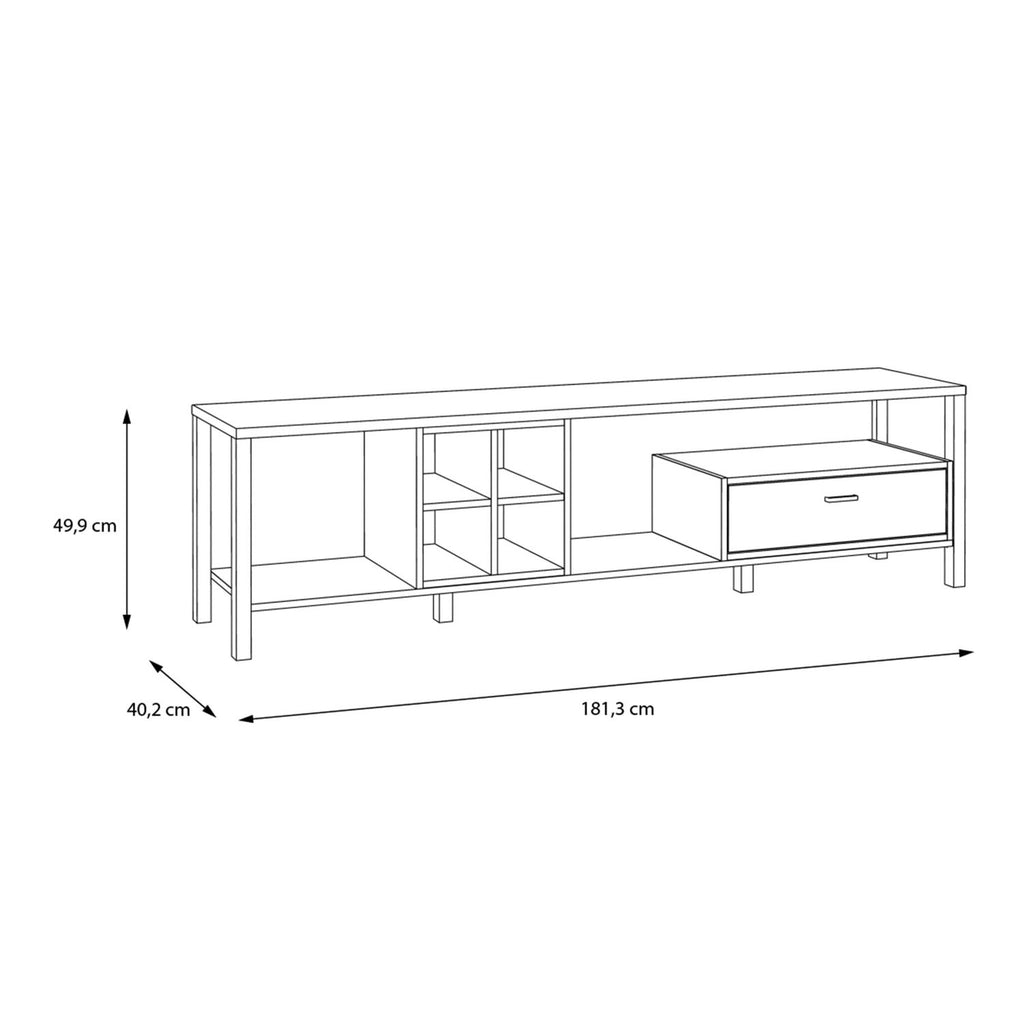 High Rock Wide TV Unit in Matt Black Riviera Oak