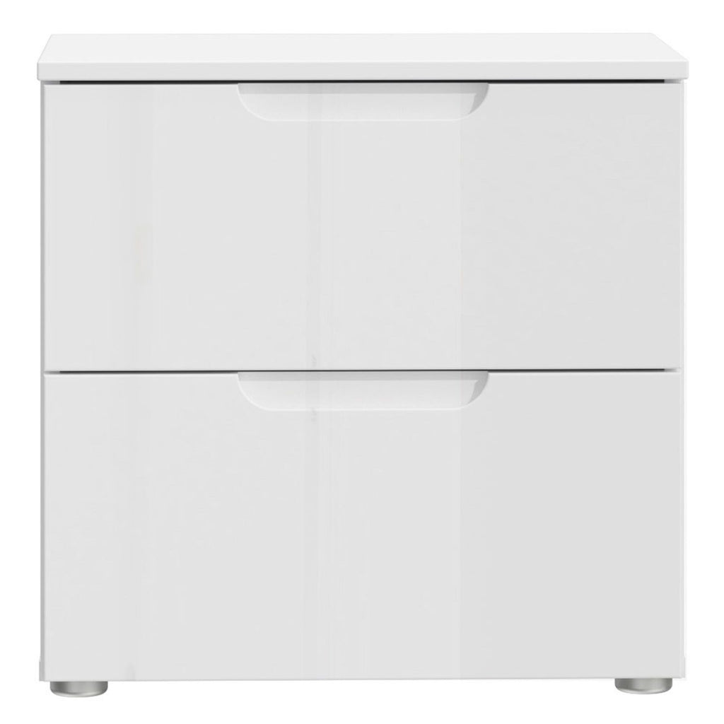 Bedside in White White High Gloss