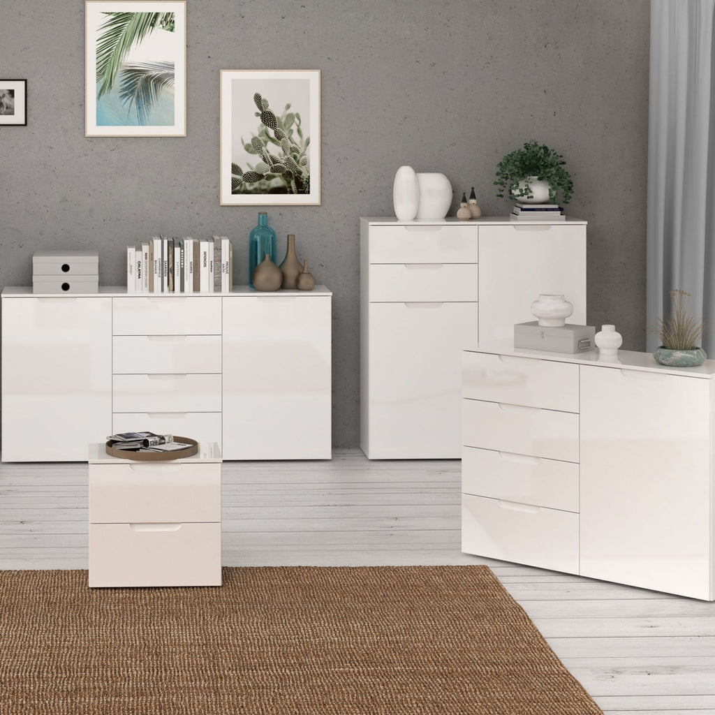 Bedside in White White High Gloss