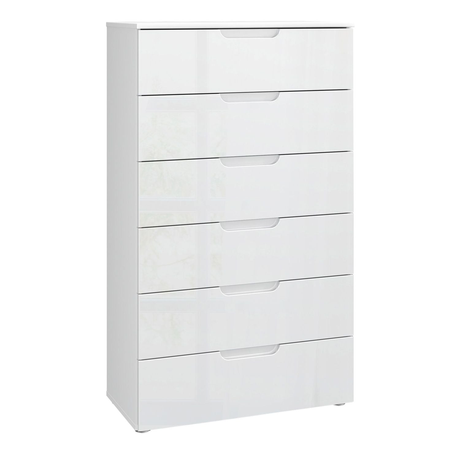 Chest of 6 Drawers in White White High Gloss