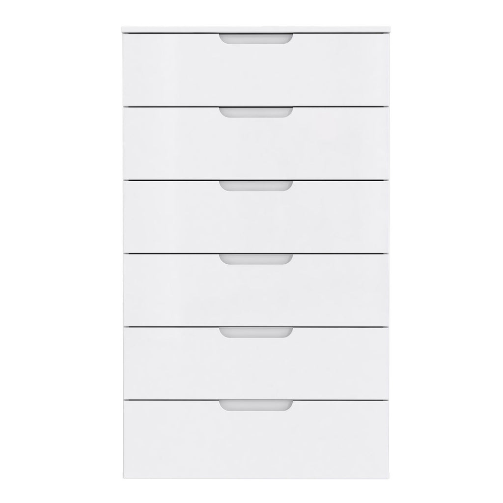 Chest of 6 Drawers in White White High Gloss