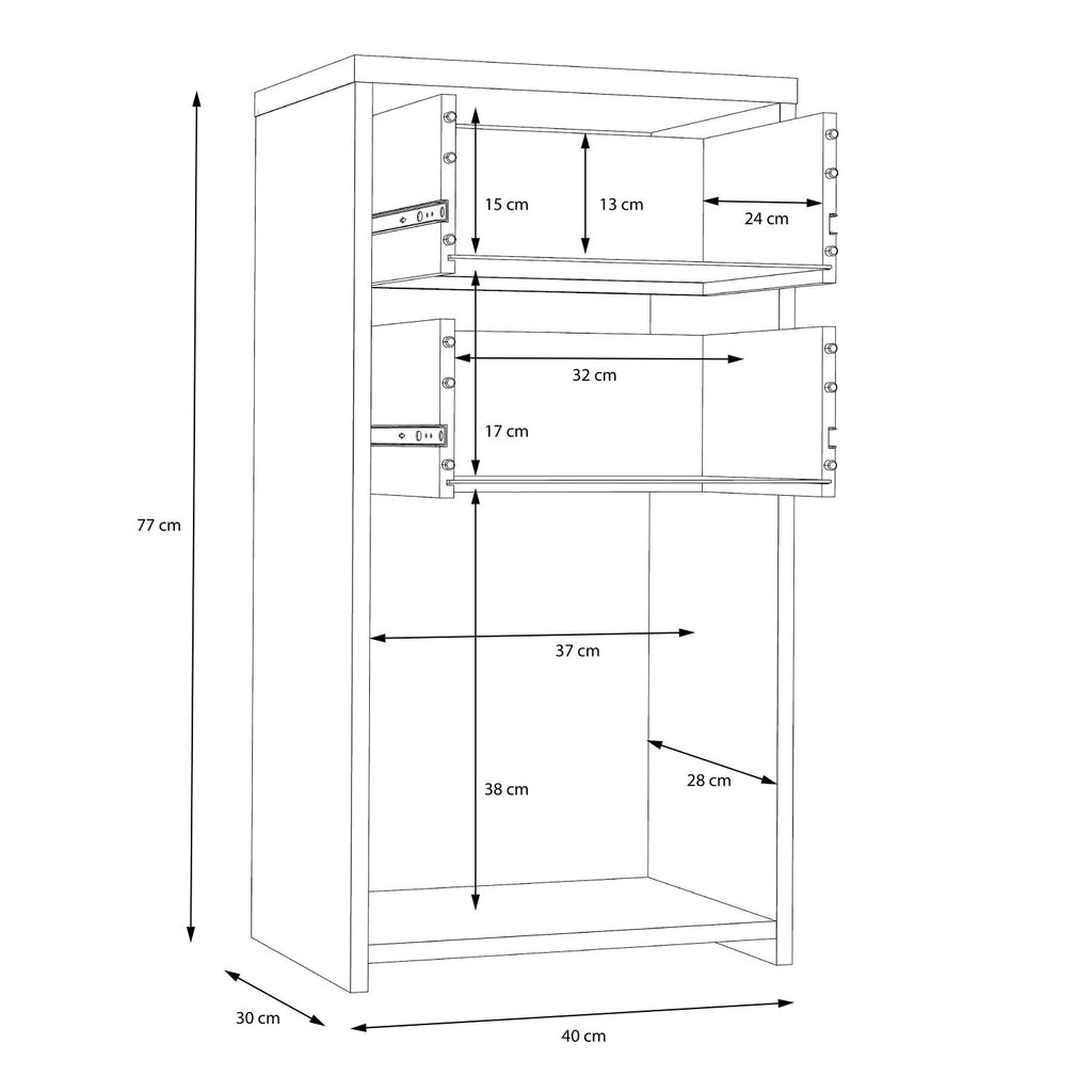 Best Chest Storage Cabinet 2 Drawers 1 Door in Artisan Oak White