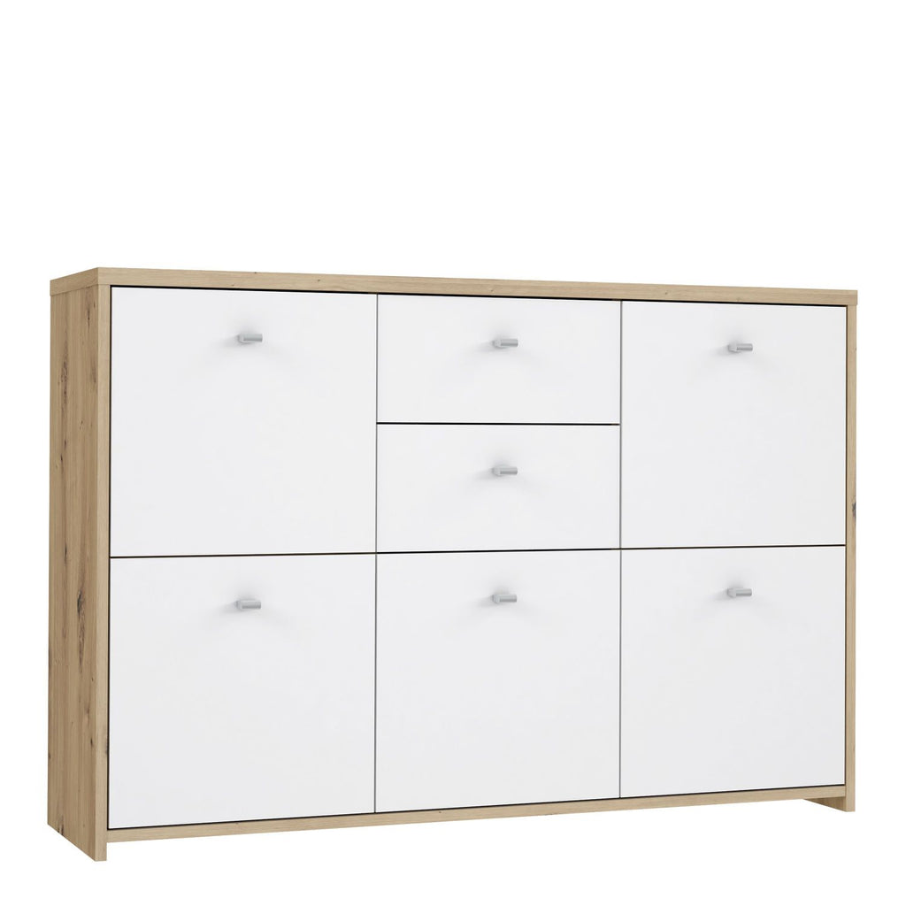 Best Chest Storage Cabinet with 2 Drawers and 5 Doors in Artisan Oak White