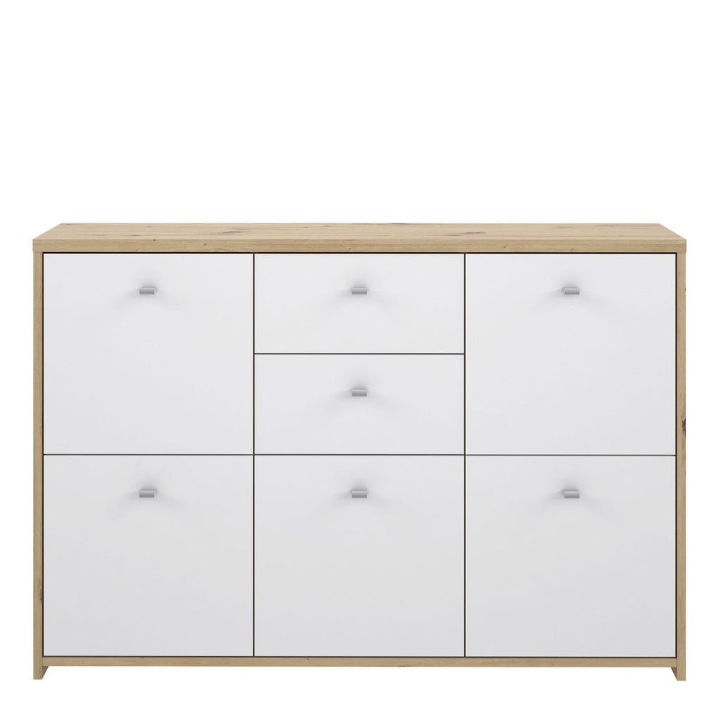 Best Chest Storage Cabinet with 2 Drawers and 5 Doors in Artisan Oak White