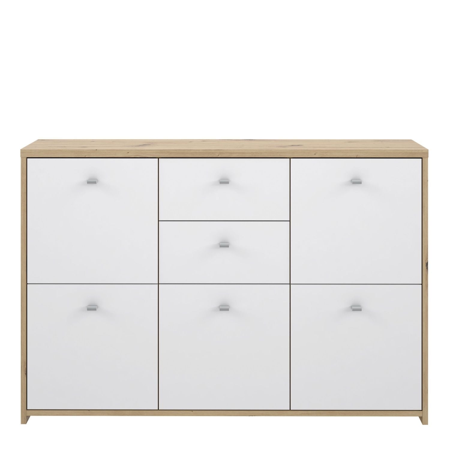 Best Chest Storage Cabinet with 2 Drawers and 5 Doors in Artisan Oak White