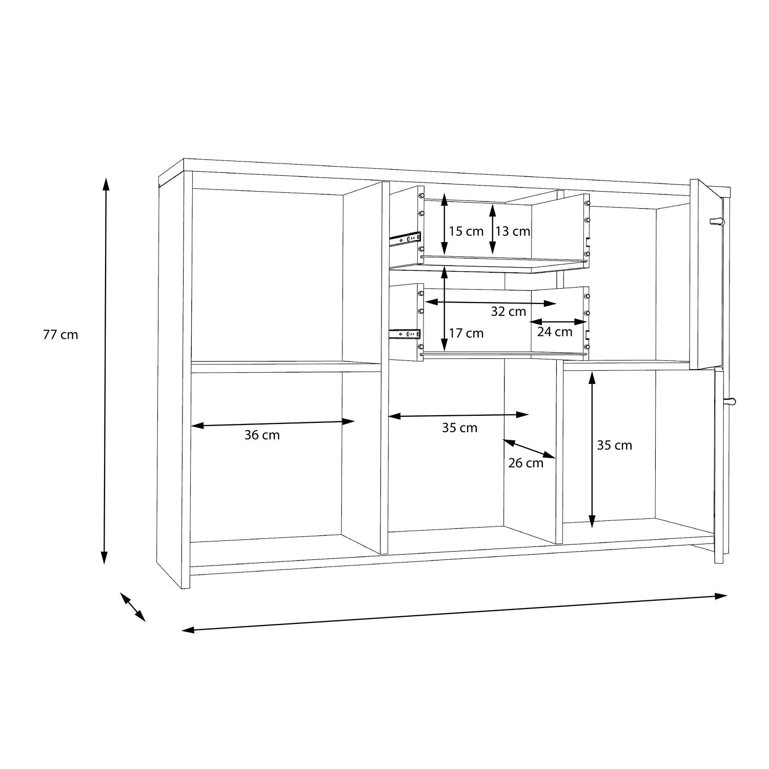 Best Chest Storage Cabinet with 2 Drawers and 5 Doors in Artisan Oak White