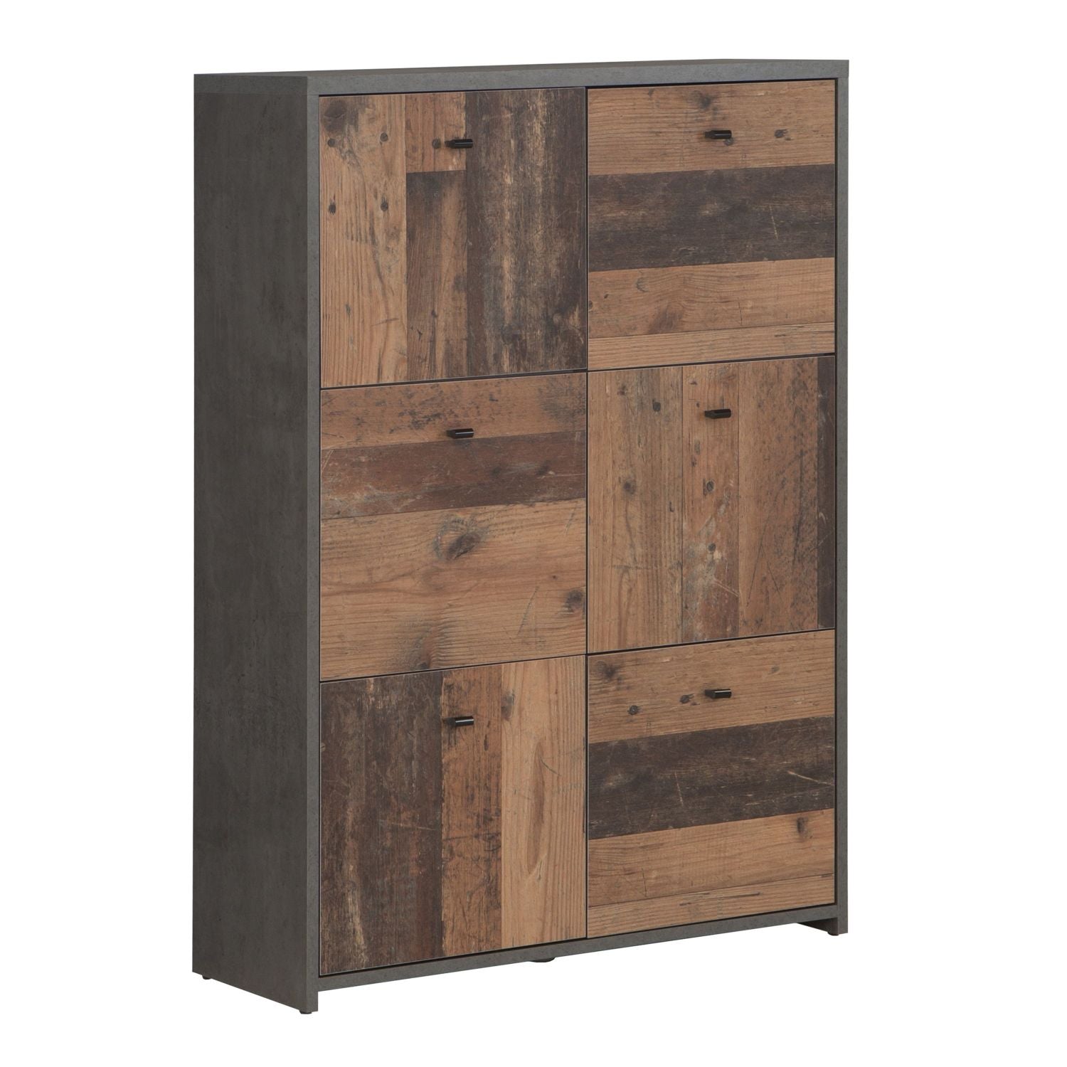 Best Chest Storage Cabinet with 6 Drawers in Concrete Optic Dark Grey Old Wood Vintage