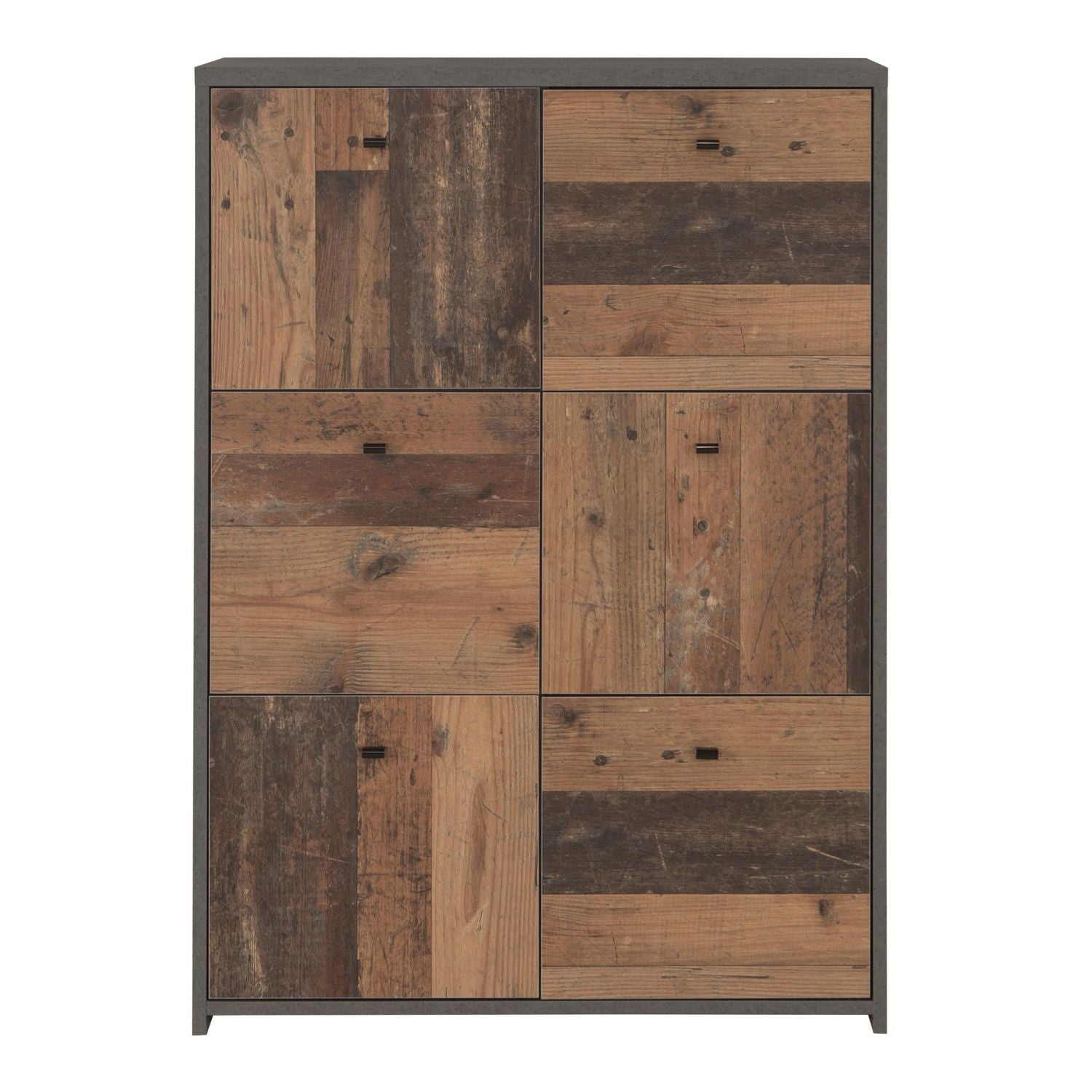 Best Chest Storage Cabinet with 6 Drawers in Concrete Optic Dark Grey Old Wood Vintage