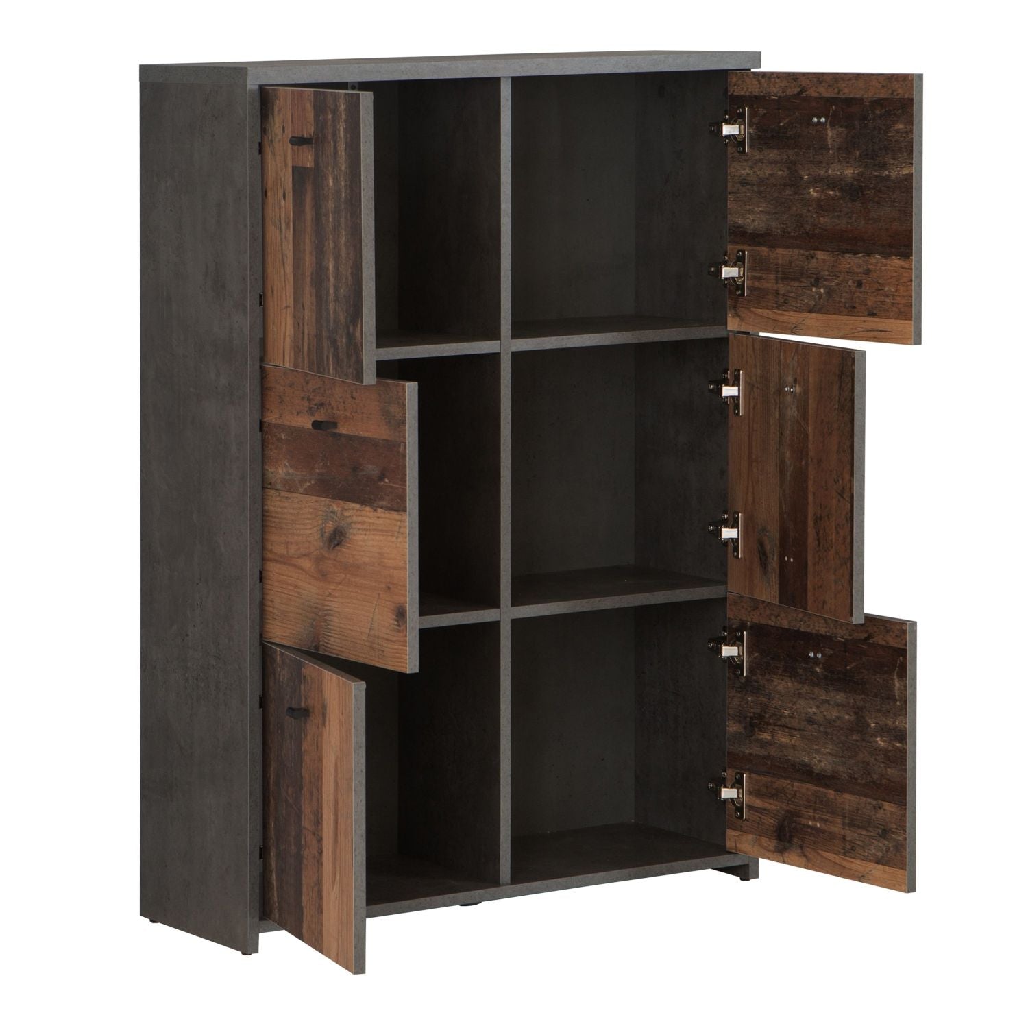 Best Chest Storage Cabinet with 6 Drawers in Concrete Optic Dark Grey Old Wood Vintage