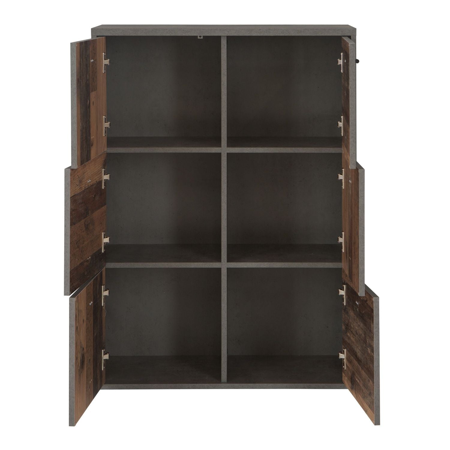Best Chest Storage Cabinet with 6 Drawers in Concrete Optic Dark Grey Old Wood Vintage